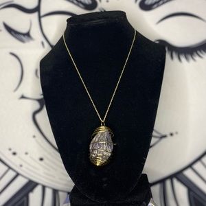 (Hand Crafted) raw amethyst necklace w/ non tarnish gold chain